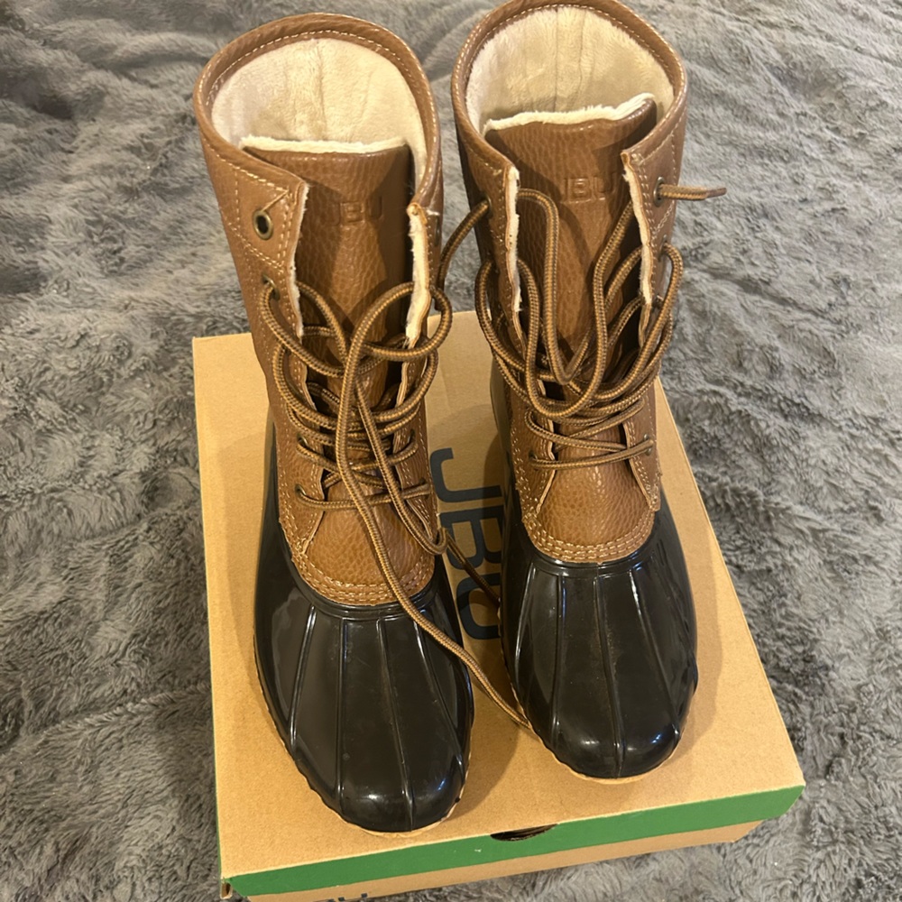 Waterproof duck boots.